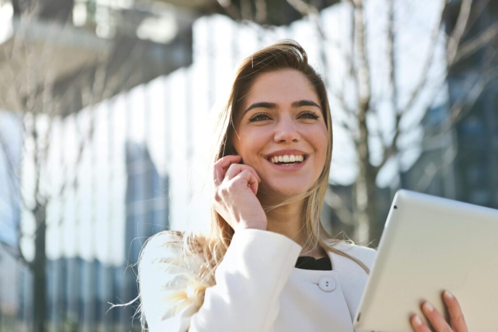A woman talking on the phone